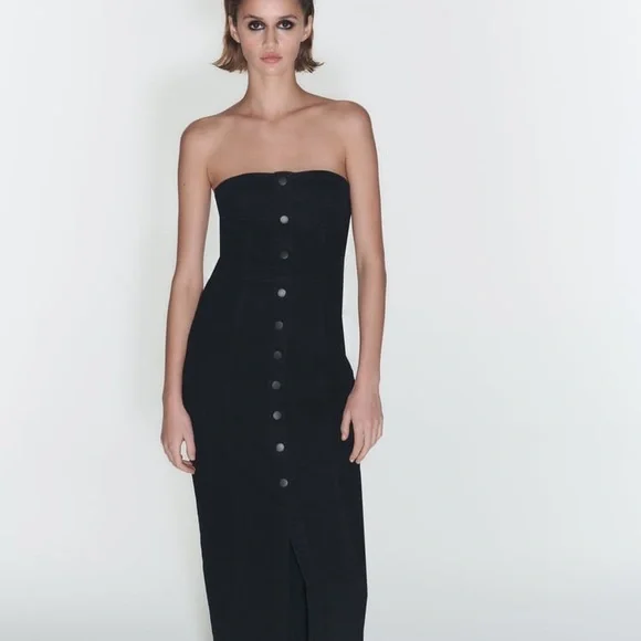 Zara Black ZW Denim Bustier Dress - Picture 11 of 16